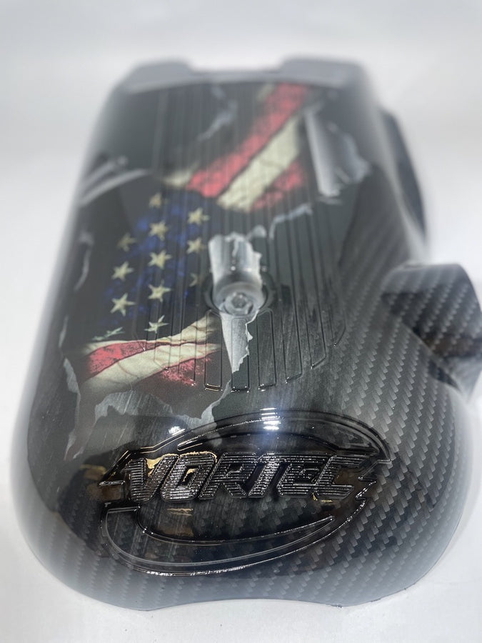 Custom Carbon Fiber American Flag Hydro Dipped Engine Covers for Silverado, Tahoe & Cadillac