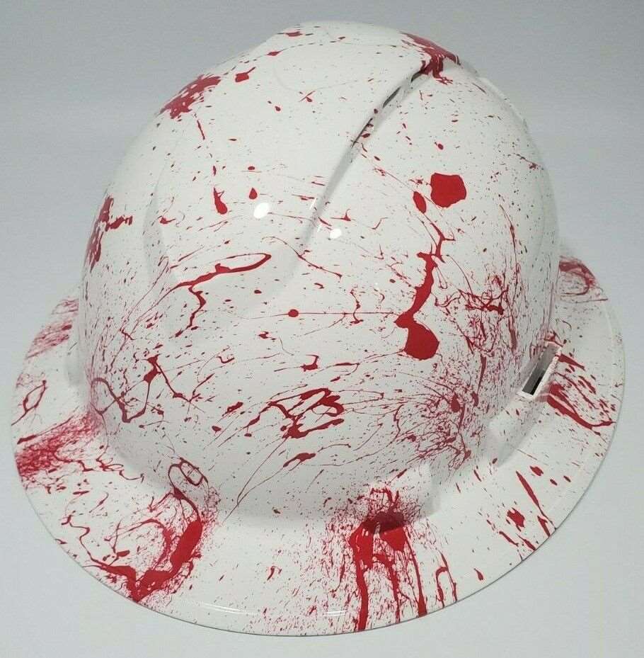 Full Brim Hard Hat Hydro Dipped CRIME SCENE BLOOD SPLATTER