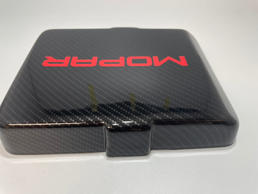 Custom Hydro Dipped Carbon Fiber Red MOPAR Fuse Box Lid Cover Charger/Challenger 2015+ Chrysler 2011+