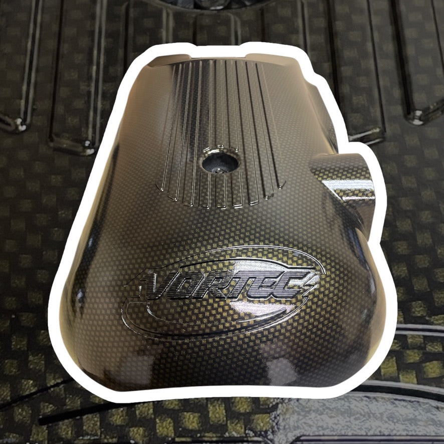 Custom Gold Carbon Fiber Hydro Dipped Engine Covers for Silverado, Tahoe & Cadillac
