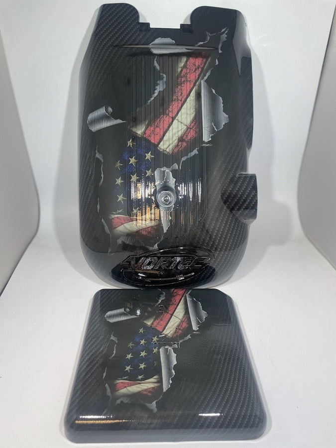 Custom Carbon Fiber American Flag Hydro Dipped Engine/Fuse Box Covers for Silverado, Tahoe & Cadillac