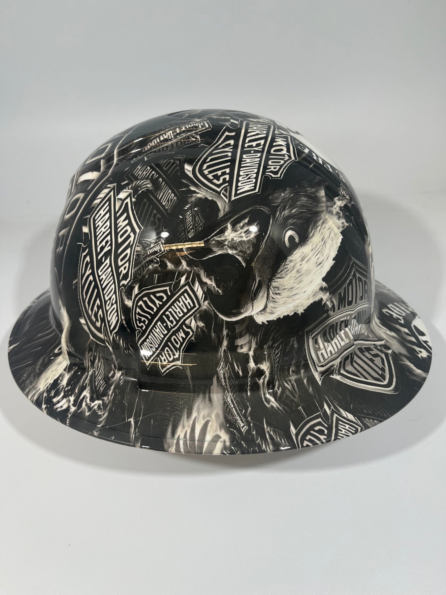 Full Brim Hard Hat Hydro Dipped SICK NEW BLACK & WHITE HARLEY DAVIDSON