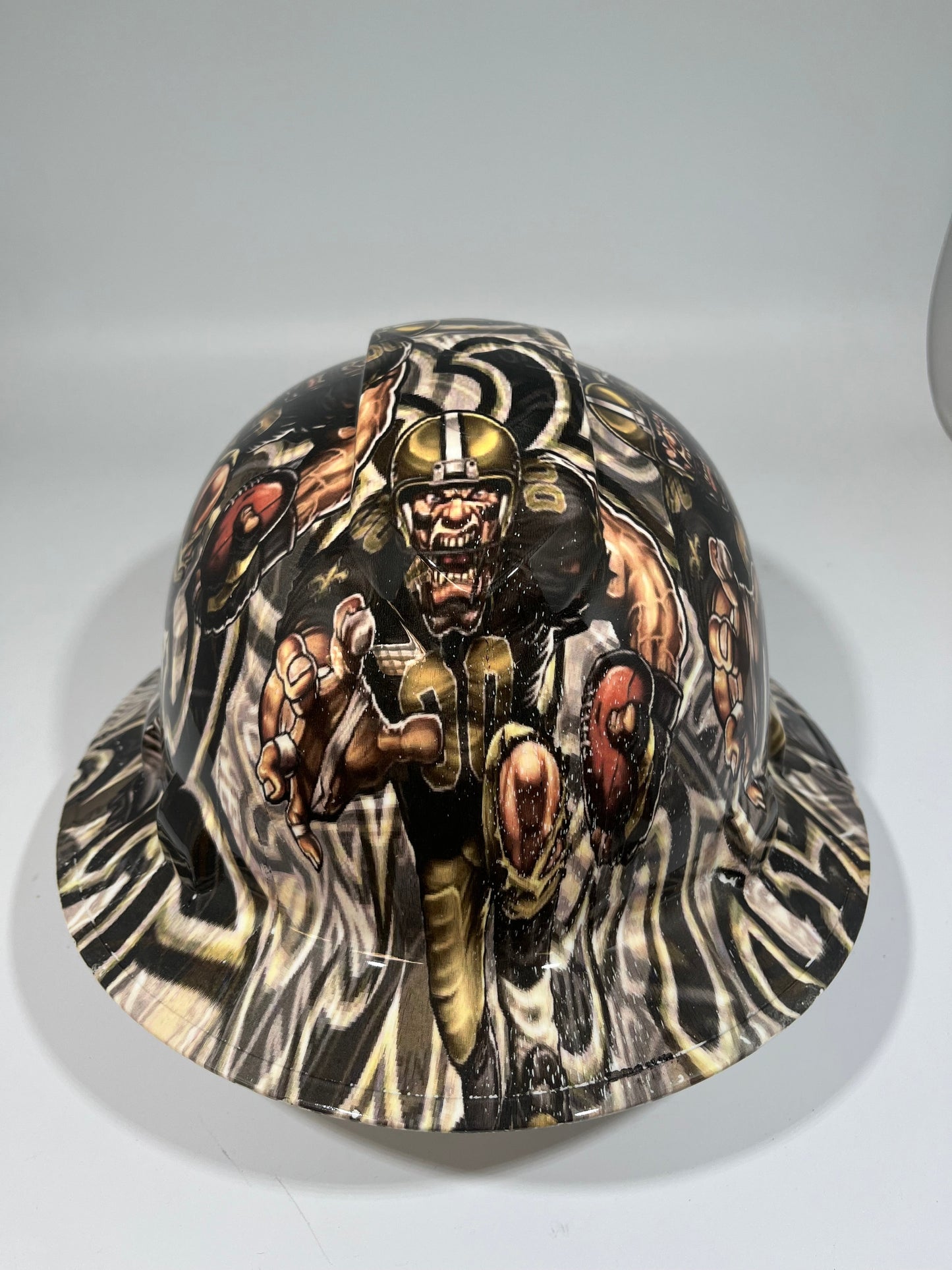 Full Brim Hard Hat Custom Hydro Dipped NEW ORLEANS SAINTS Fat Head
