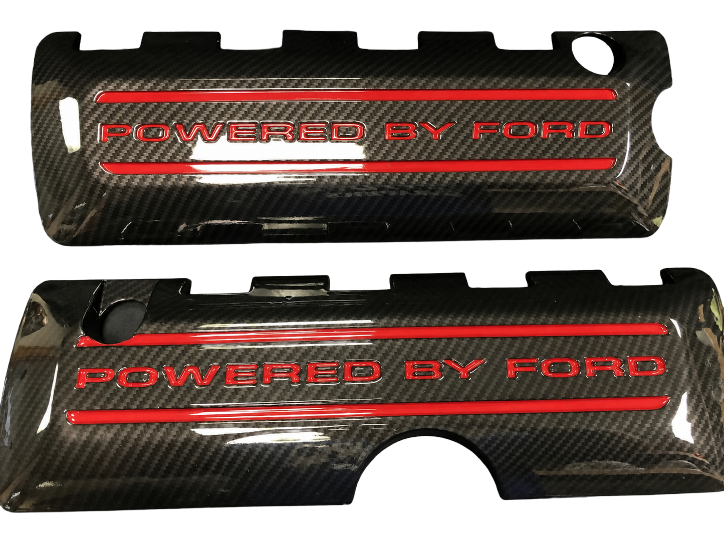 Custom Hydro Dipped Carbon Fiber 2011+ Mustang Powered By Ford Race Red Coil Covers