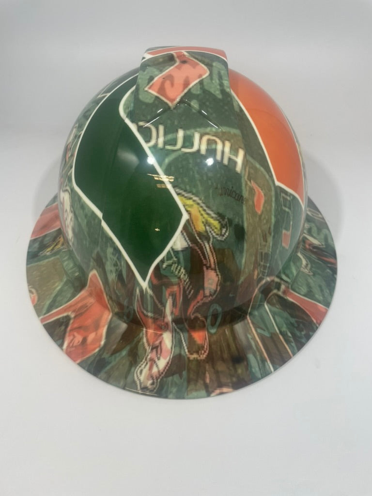 Full Brim Hard Hat Hydro Dipped Miami Hurricanes
