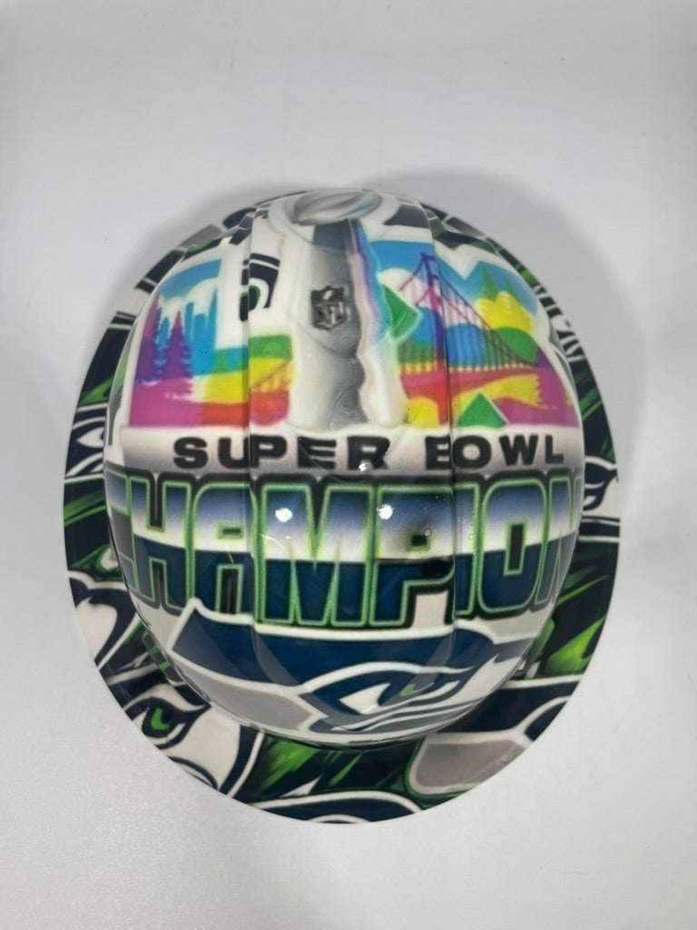Full Brim Hard Hat Hydro Dipped Seahawks 12th Man