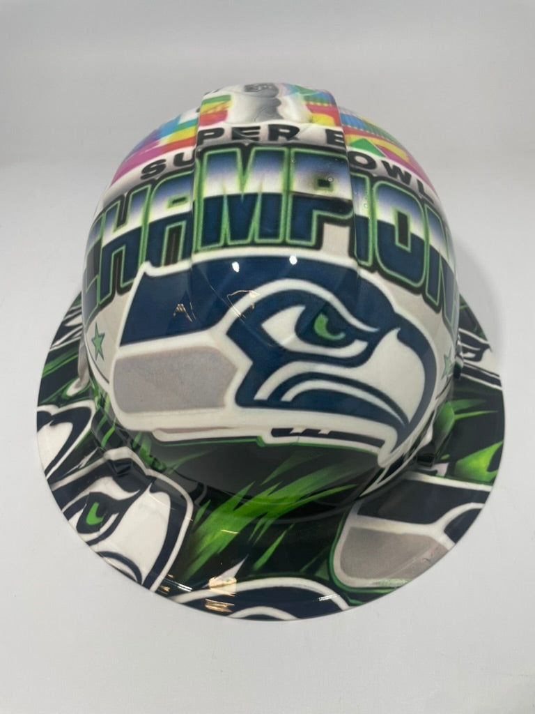 Full Brim Hard Hat Hydro Dipped Seahawks 12th Man