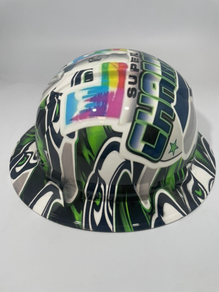 Full Brim Hard Hat Hydro Dipped Seahawks 12th Man