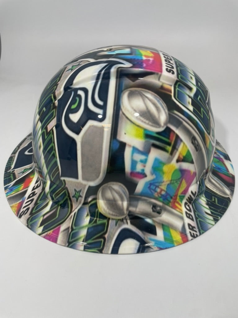 Full Brim Hard Hat Hydro Dipped Seahawks Super Bowl Champions