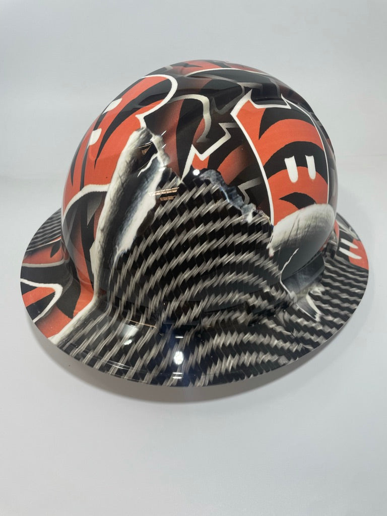 Full Brim Hard Hat Hydro Dipped Bengals Carbon Fiber