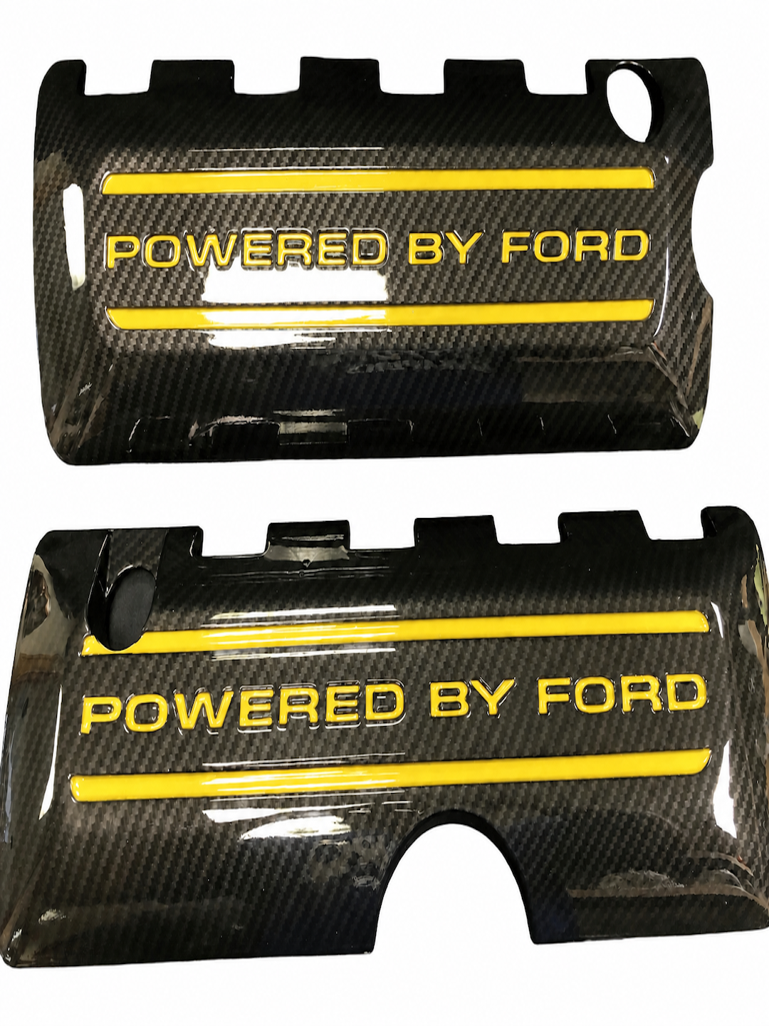Custom Hydro Dipped Carbon Fiber 2011+ Mustang Powered By Ford Blaze Yellow Coil Covers