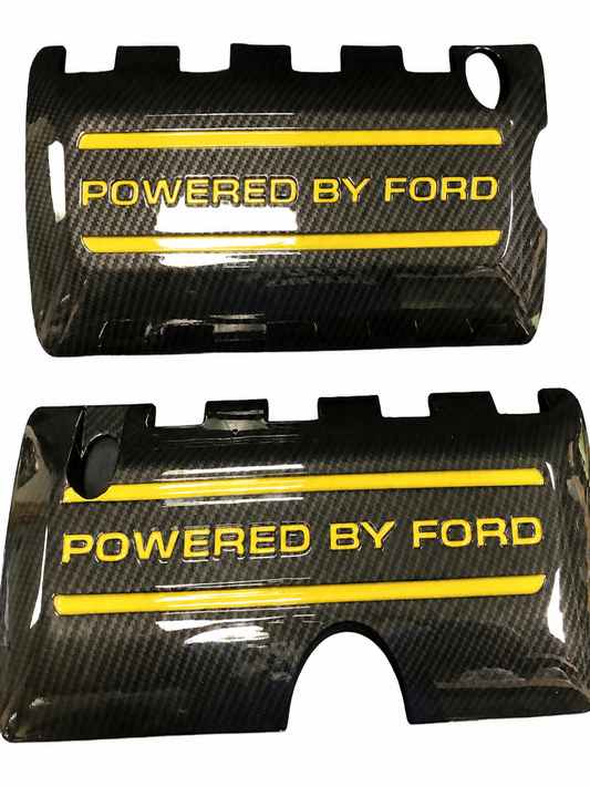Custom Hydro Dipped Carbon Fiber 2011+ Mustang Powered By Ford Blaze Yellow Coil Covers