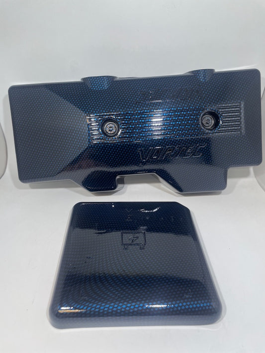 Custom Blue Candy Carbon Fiber Carbon Fiber Hydro Dipped Engine/Fuse Box Covers for Silverado, Tahoe &amp; Cadillac