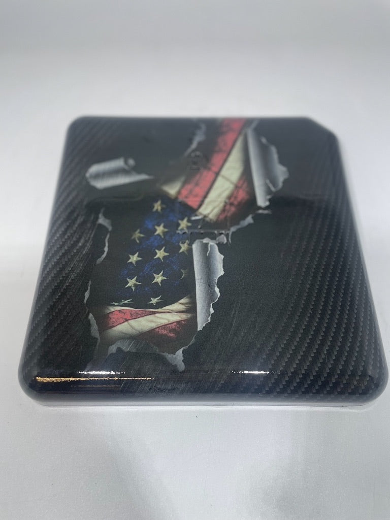 Custom Carbon Fiber American Flag Hydro Dipped Engine/Fuse Box Covers for Silverado, Tahoe &amp; Cadillac