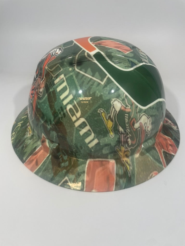 Full Brim Hard Hat Hydro Dipped Miami Hurricanes