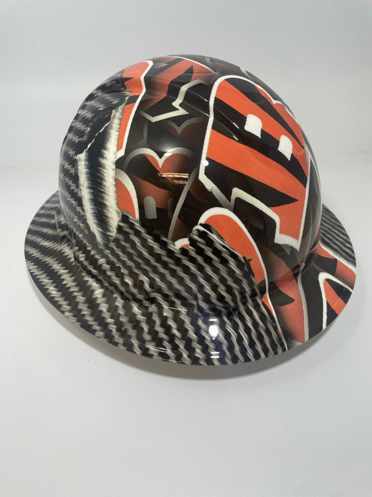 Full Brim Hard Hat Hydro Dipped Bengals Carbon Fiber