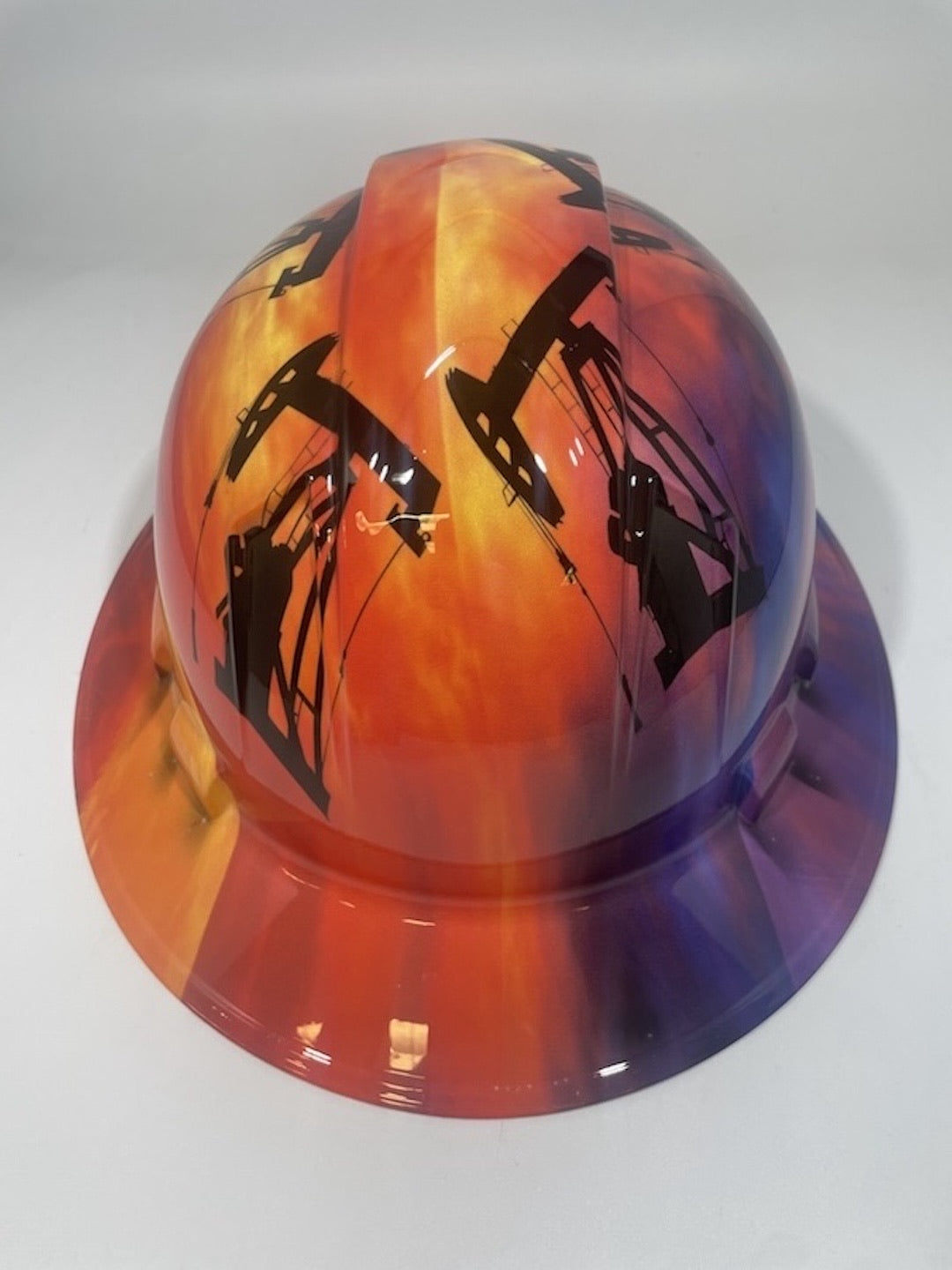 Full Brim Hard Hat Hydro Dipped Texas Flag Oil Rigs