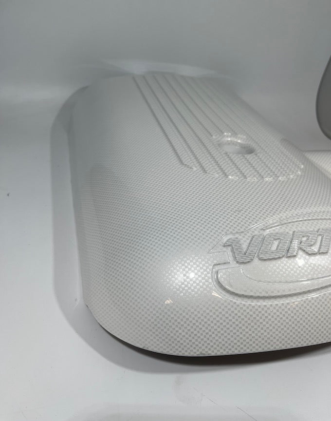 Custom White Carbon Fiber Hydro Dipped Engine Covers for Silverado, Tahoe & Cadillac