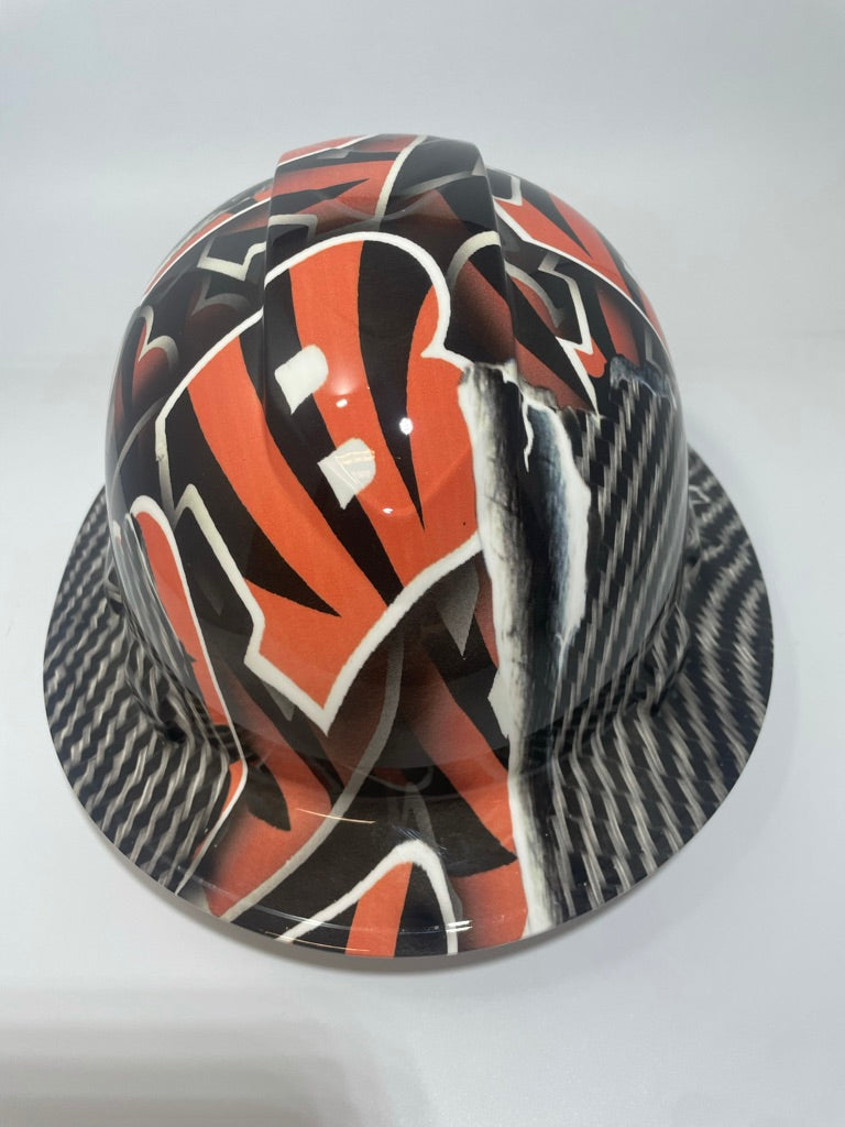 Full Brim Hard Hat Hydro Dipped Bengals Carbon Fiber