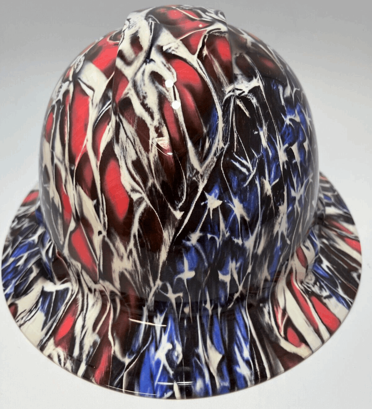 Full Brim Hard Hat Hydro Dipped WORN AMERICAN FLAG