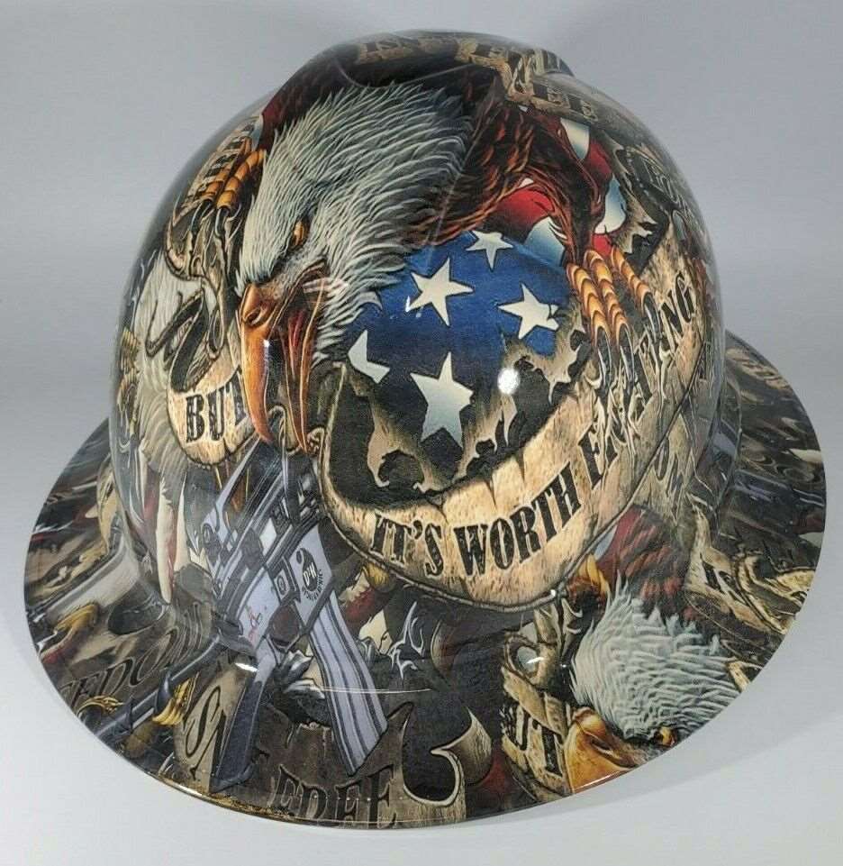 Full Brim Hard Hat Hydro Dipped FREEDOM ISN'T FREE
