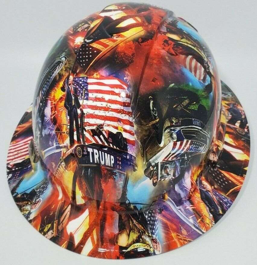 Full Brim Hard Hat Hydro Dipped TRUMP