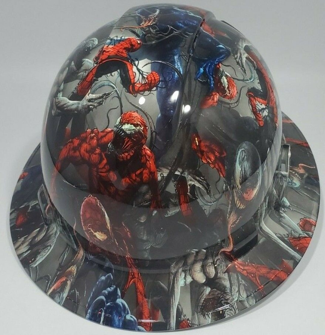 Full Brim Hard Hat Hydro Dipped WEB OF VENOM