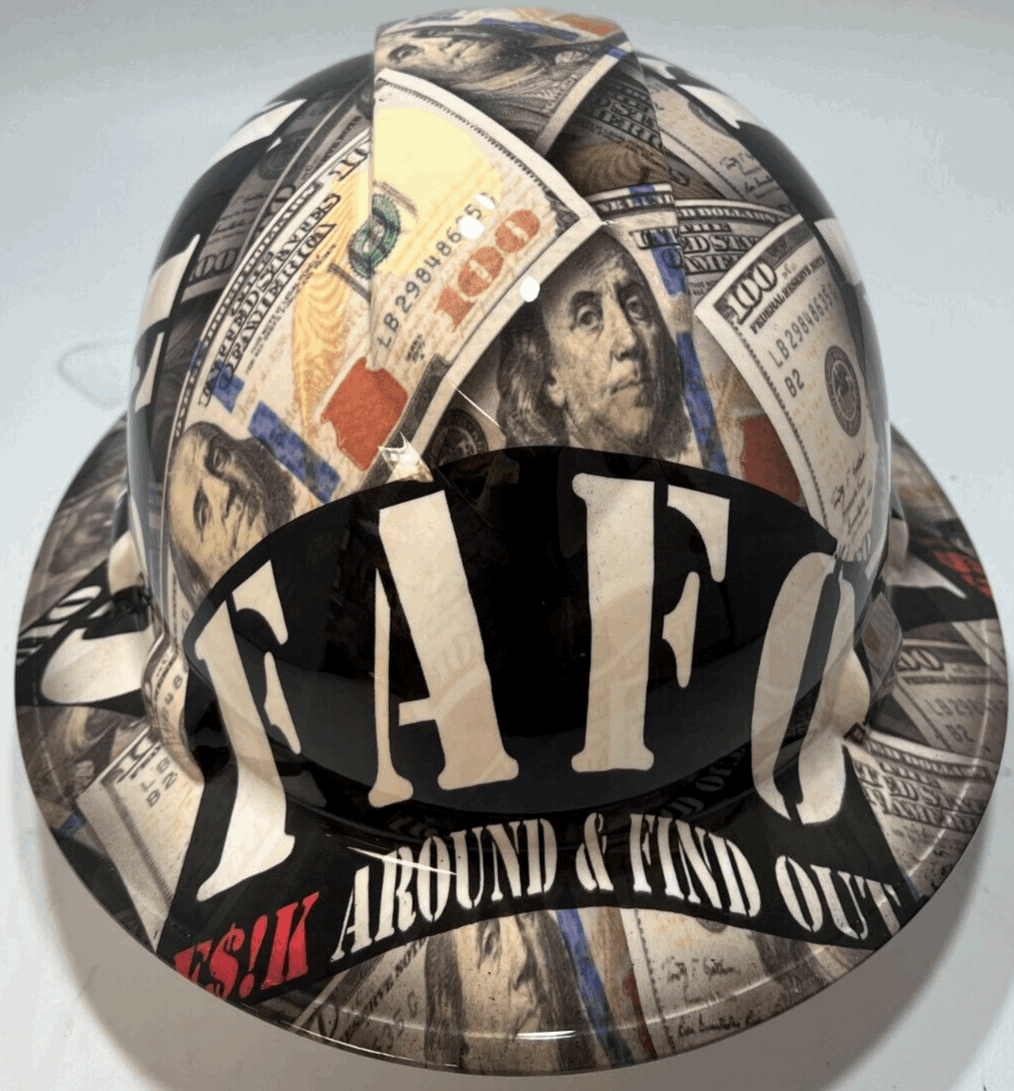 Full Brim Hard Hat Hydro Dipped BIG MONEY FAFO LMTD