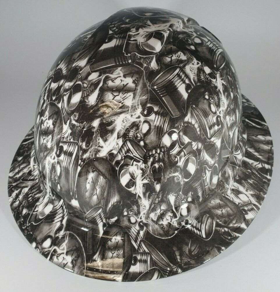 Full Brim Hard Hat Hydro Dipped PISTONS & SKULLS