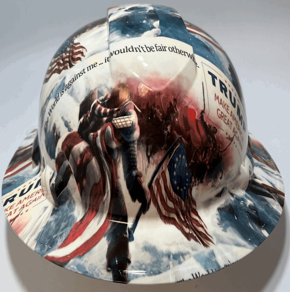 Full Brim Hard Hat Hydro Dipped TRUMP THE WORLD IS AGAINST ME