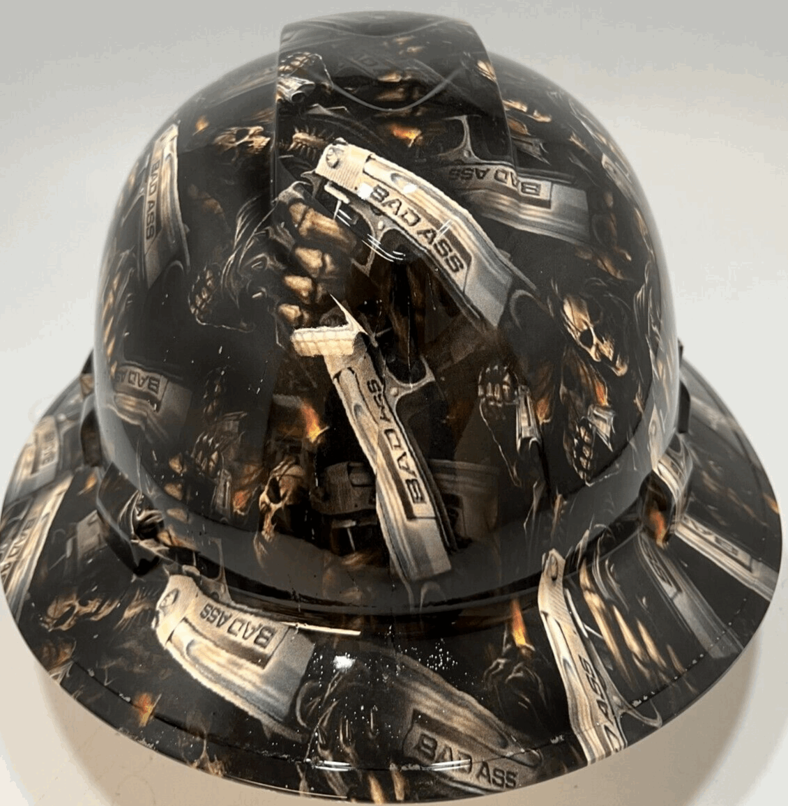 Full Brim Hard Hat Hydro Dipped BAD ASS