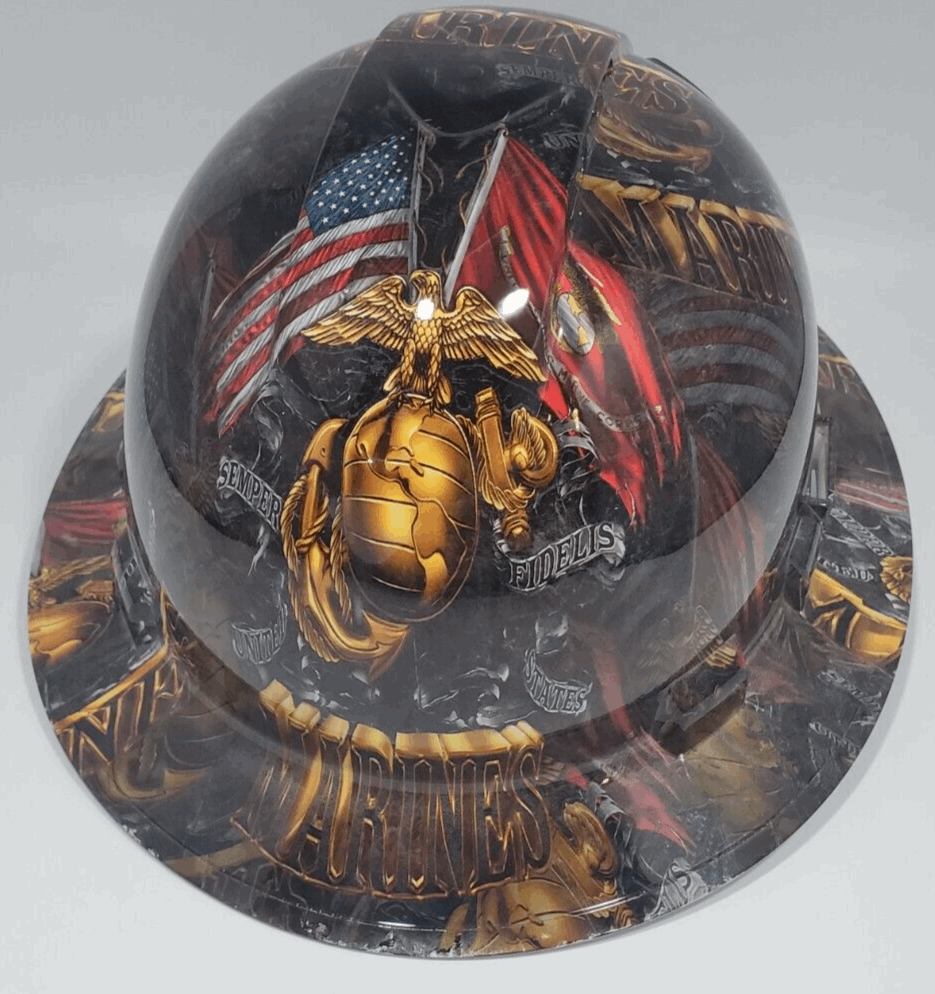 Full Brim Hard Hat Hydro Dipped Marines Semper Fi