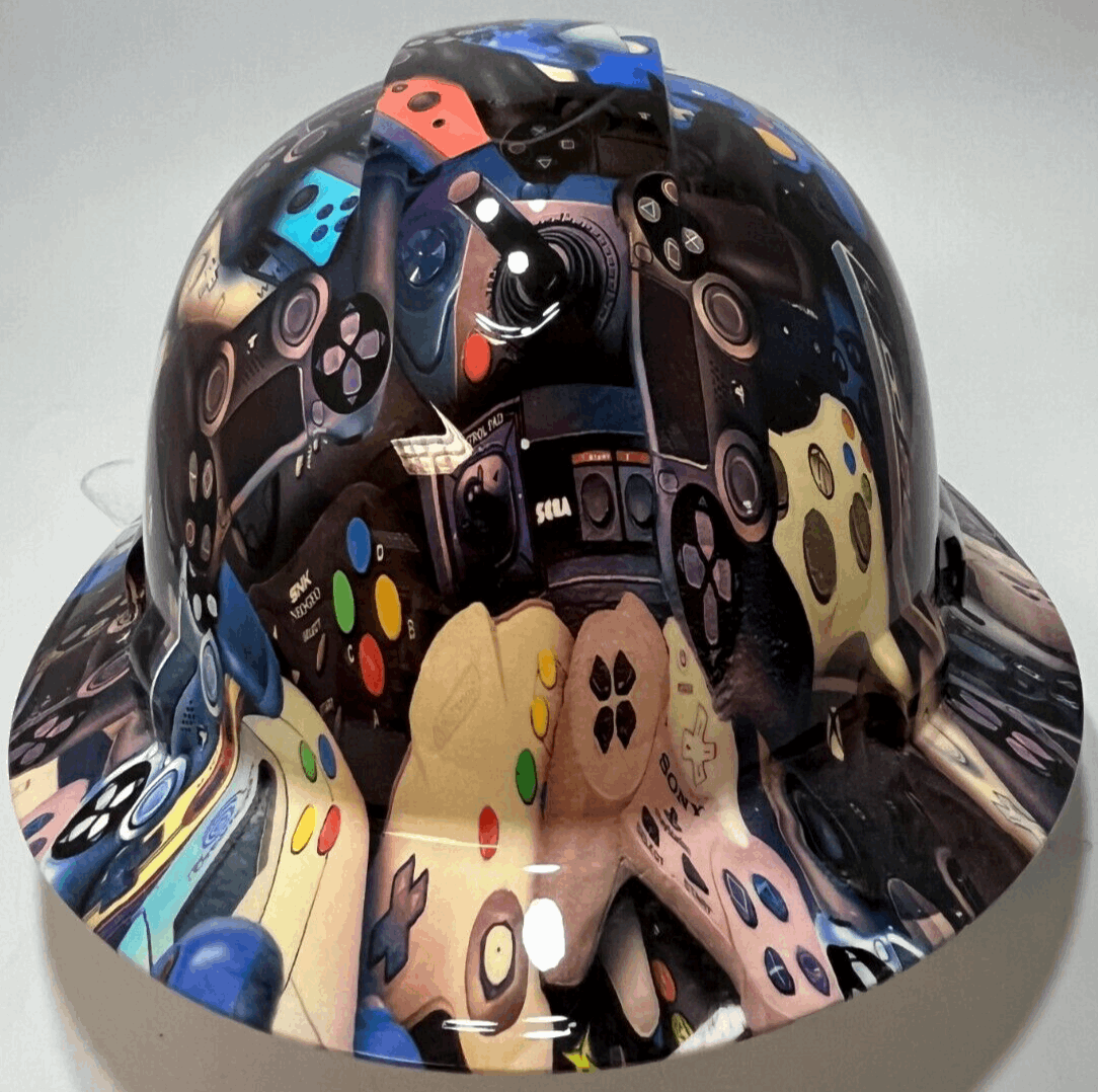 Full Brim Hard Hat Hydro Dipped ULTIMATE GAMER XBOX SEGA NINTENDO