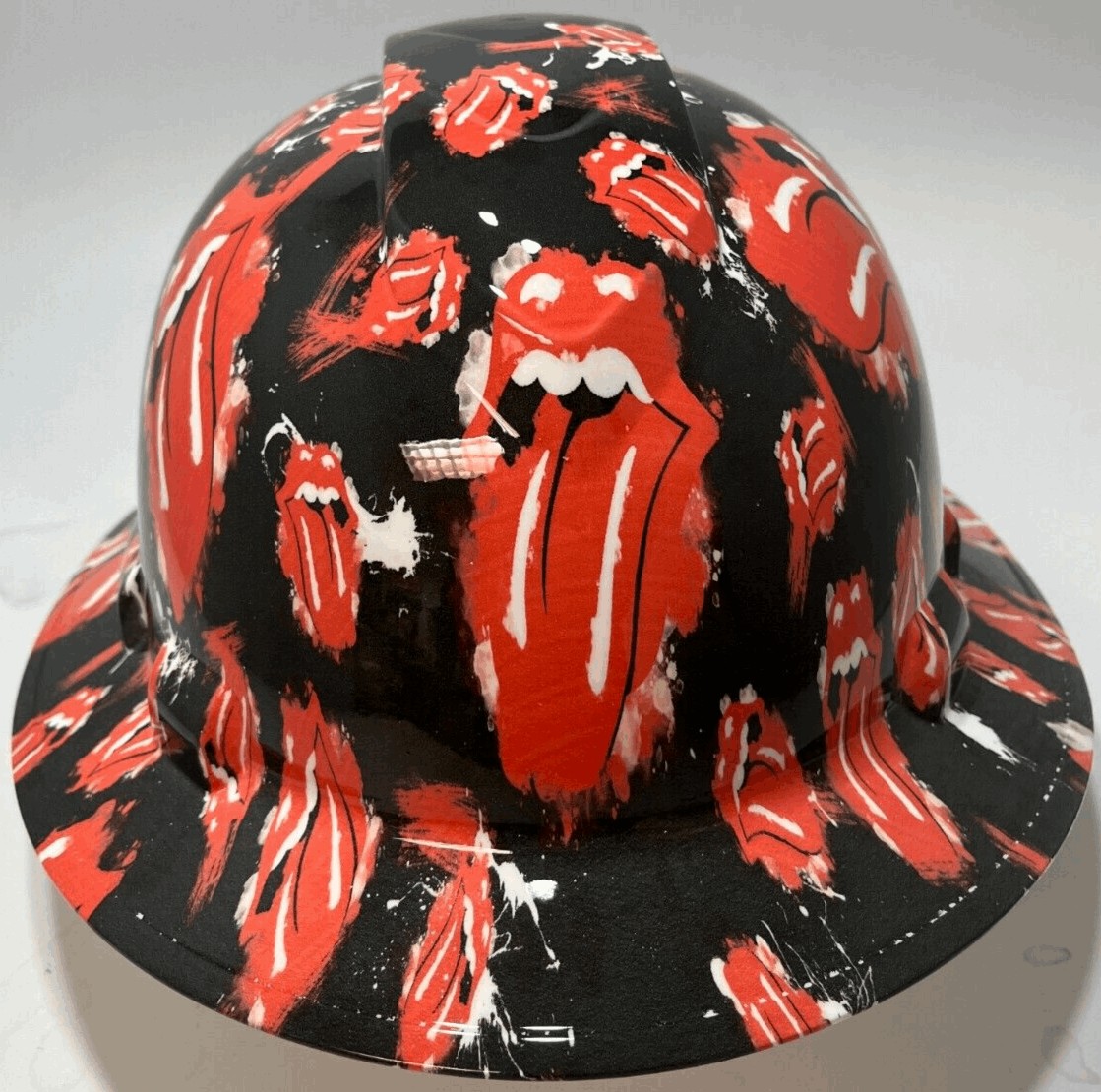 Full Brim Hard Hat Hydro Dipped KISS LIPS