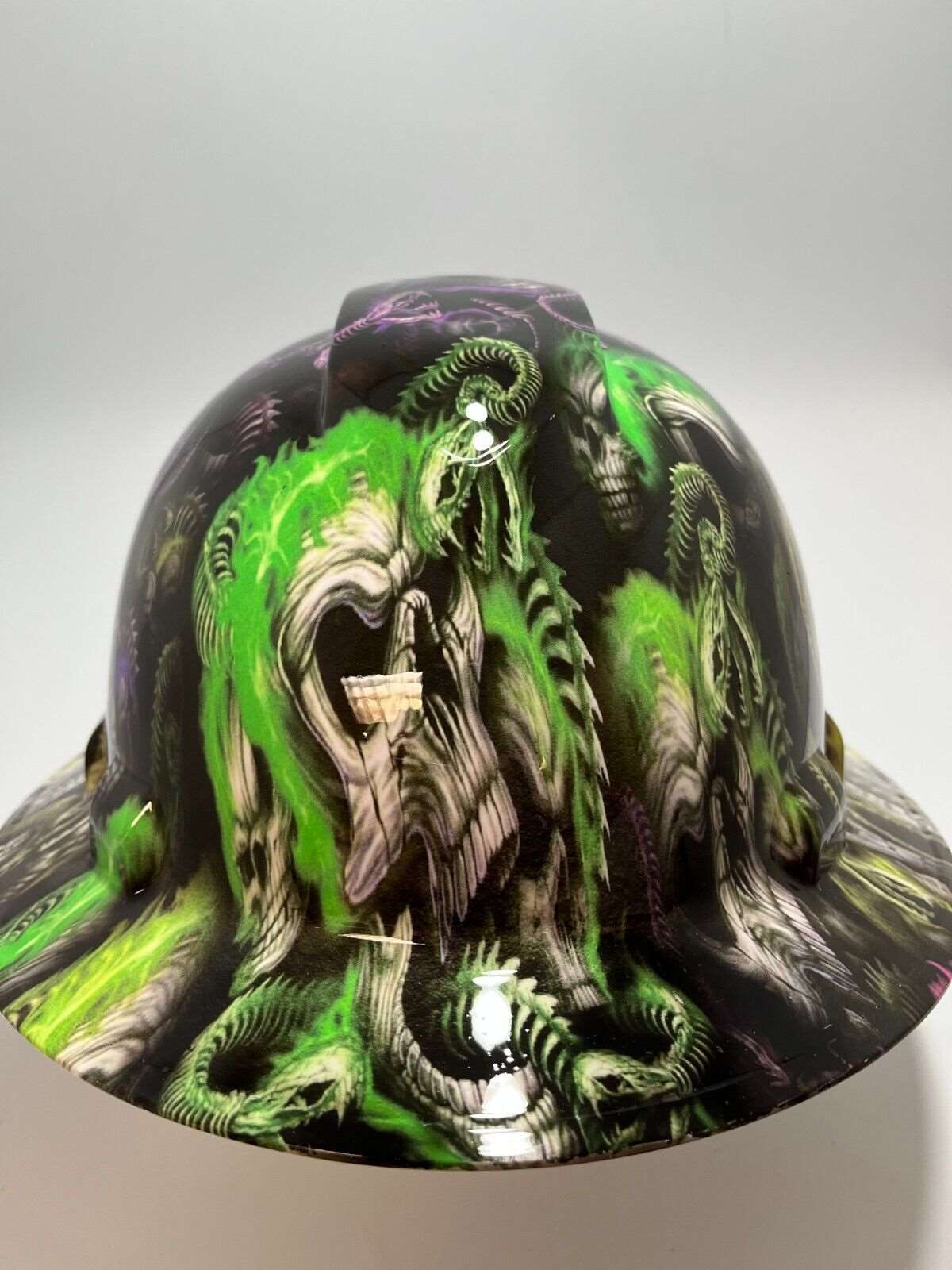 Full Brim Hard Hat Hydro Dipped Forbidden Neon Skulls