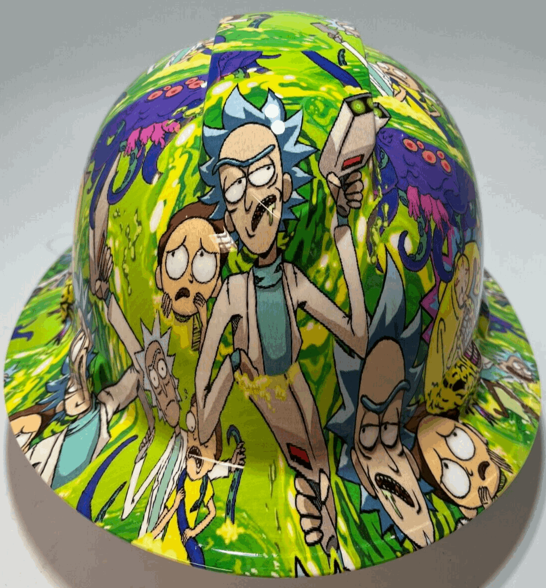 Full Brim Hard Hat Hydro Dipped RICK N MORTY