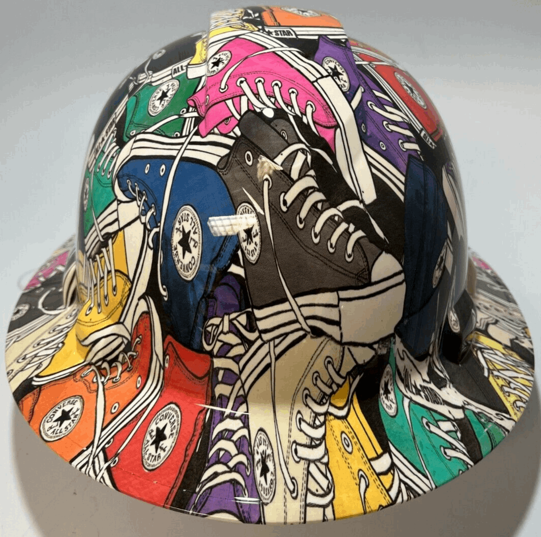 Full Brim Hard Hat Hydro Dipped CONVERSE ALL STAR SHOES