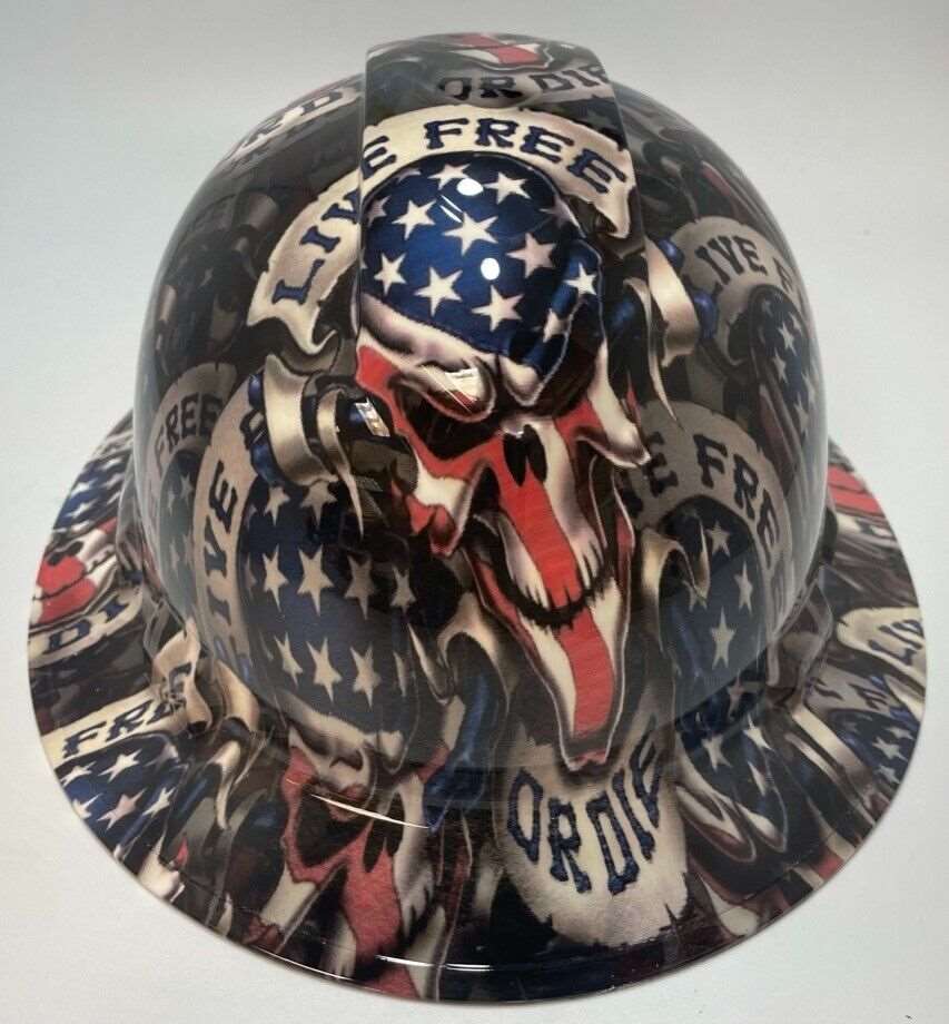 Full Brim Hard Hat Hydro Dipped Live Free Punisher