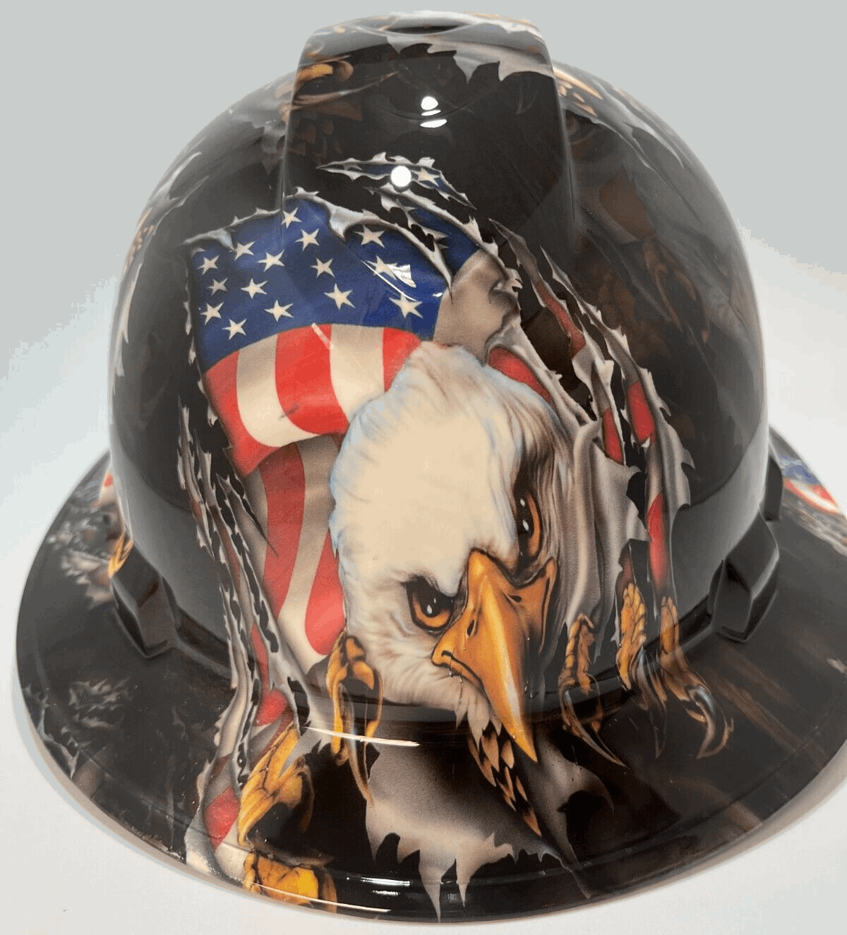 Full Brim Hard Hat Hydro Dipped INTENSE EAGLES USA FLAG