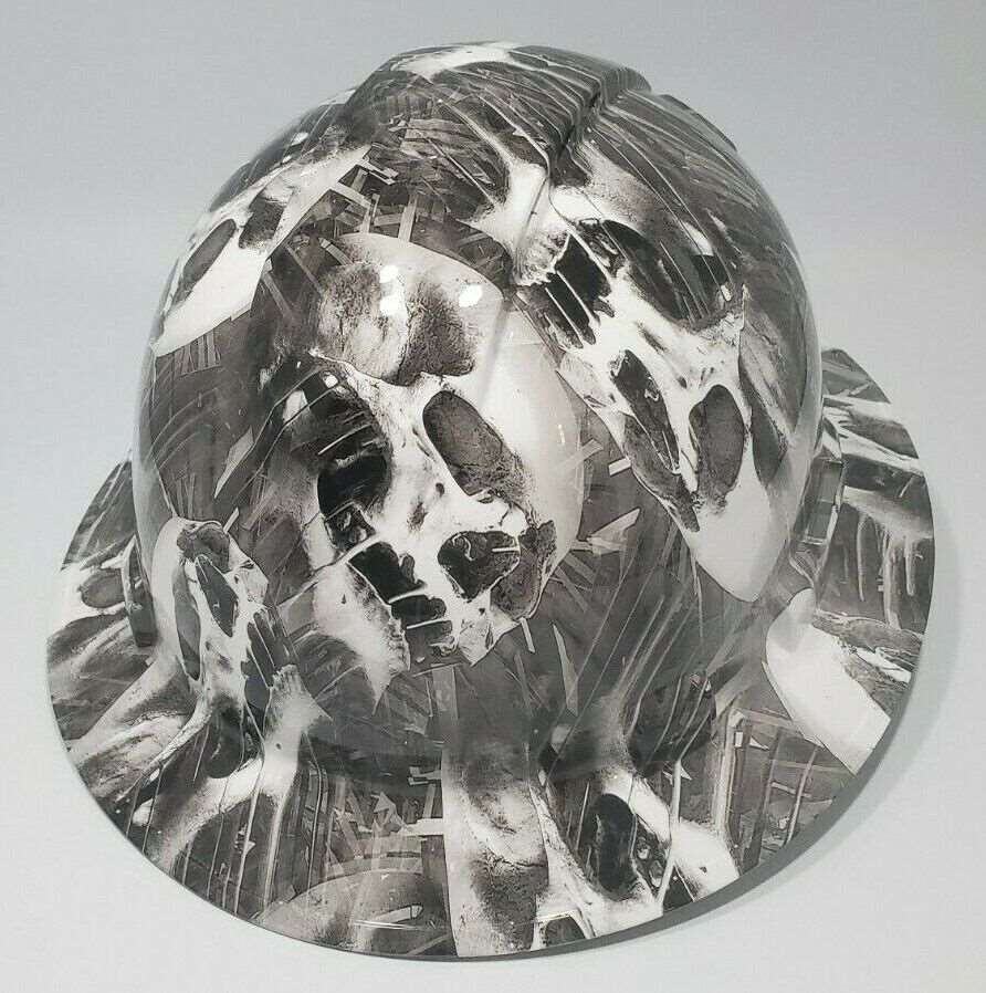 Full Brim Hard Hat Hydro Dipped MELTING SKULLS