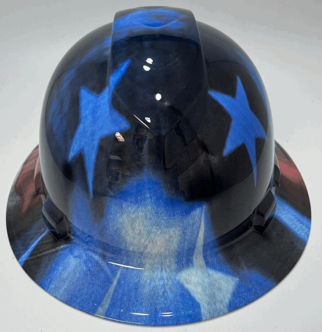 Full Brim Hard Hat Hydro Dipped AMERICAN GRUNGE FLAG