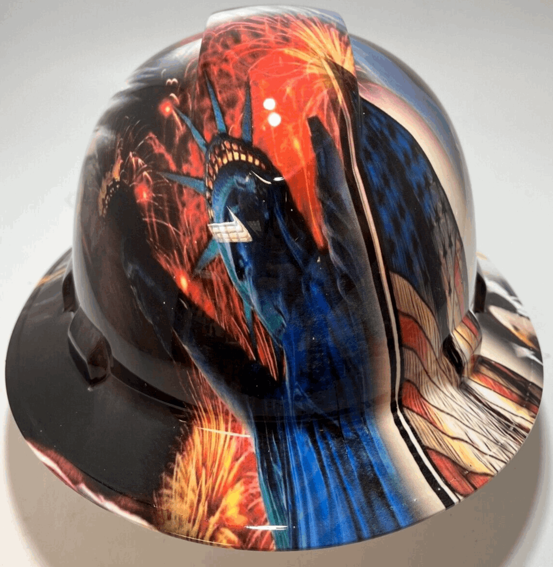 Full Brim Hard Hat Hydro Dipped ALL AMERICAN EAGLES & LIBERTY STATUE