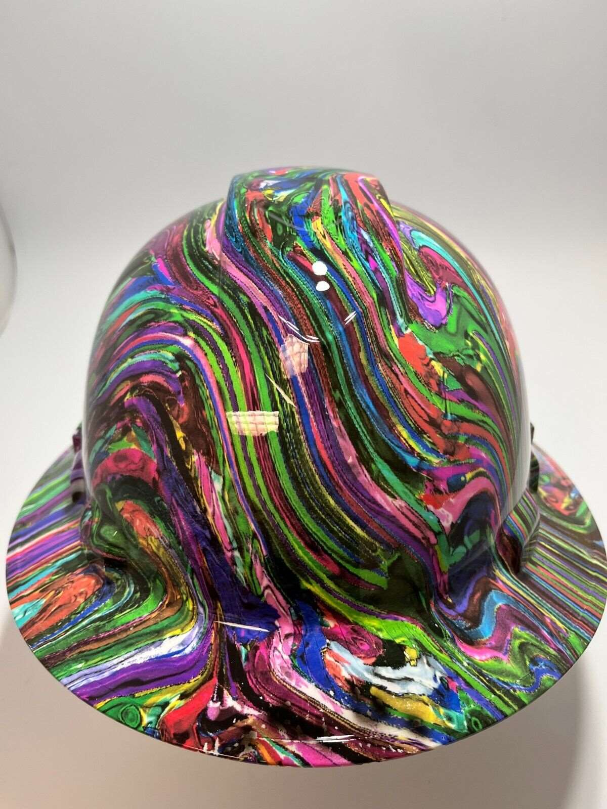 Full Brim Hard Hat Hydro Dipped Psychedelic Swirls