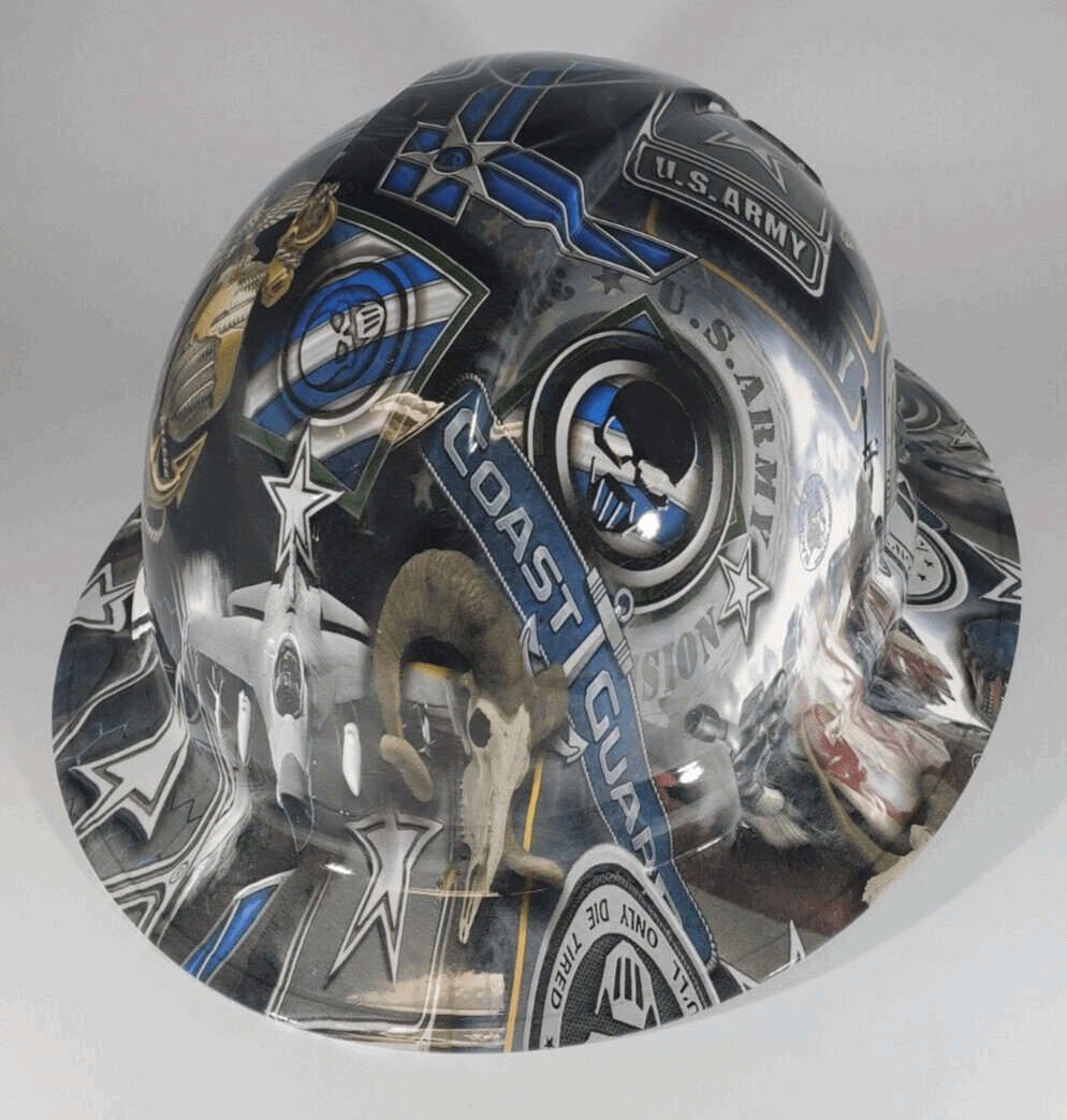 Full Brim Hard Hat Hydro Dipped Military Appreciation