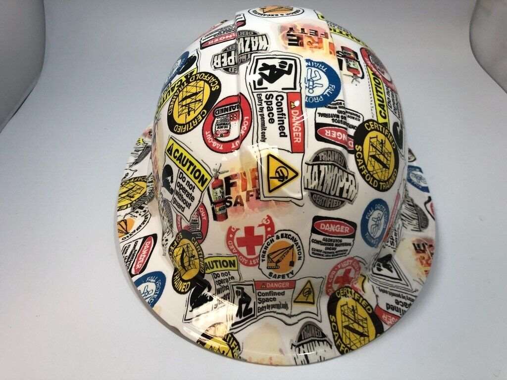 Full Brim Hard Hat Hydro Dipped Safety Signs