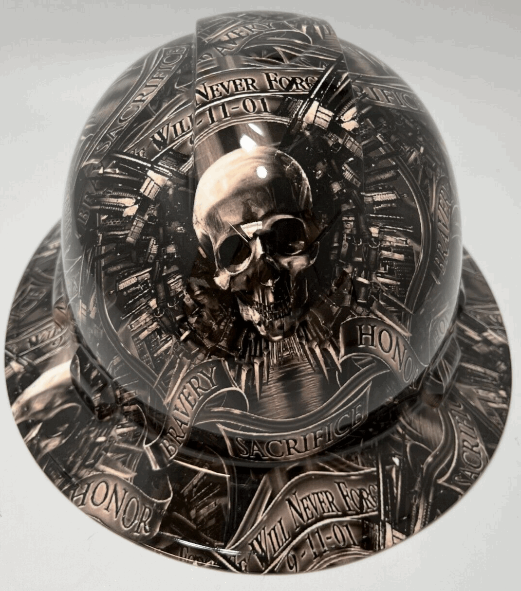 Full Brim Hard Hat Hydro Dipped 9/11 WE WILL NEVER FORGET