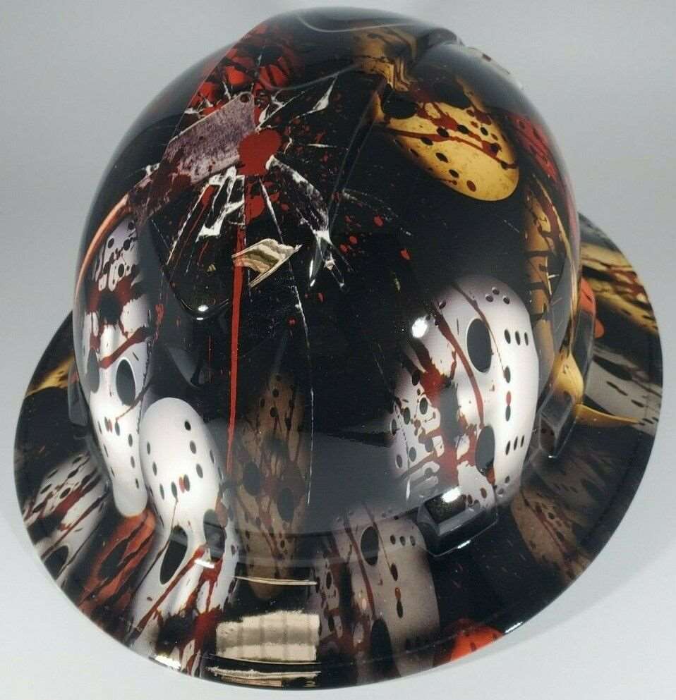 Full Brim Hard Hat Hydro Dipped JASON BLOODY MASSACRE