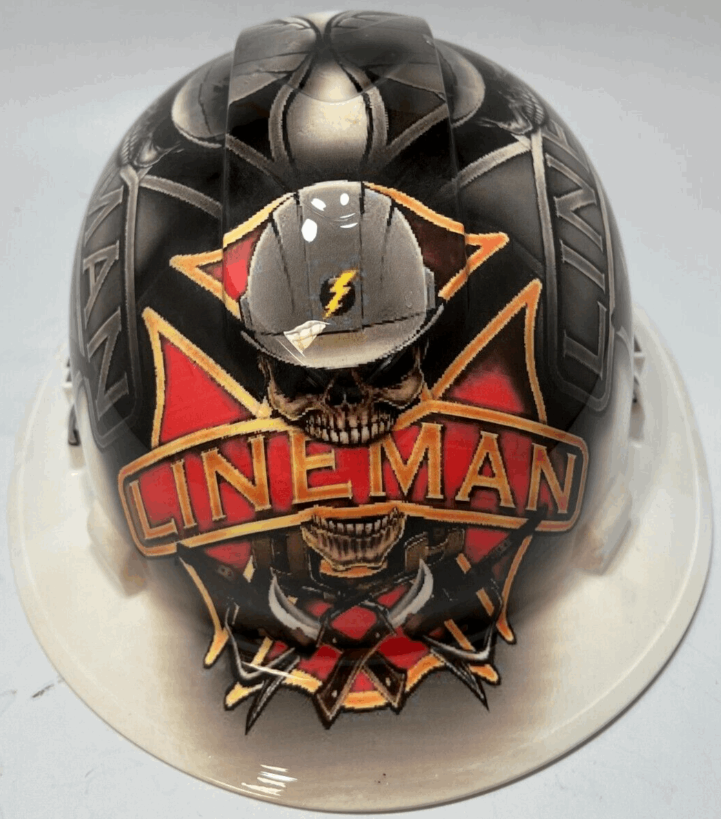 Full Brim Hard Hat Hydro Dipped BAD ASS LINEMAN