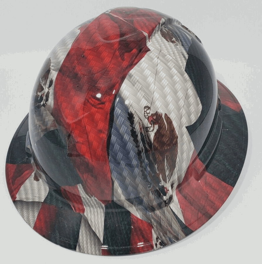 Full Brim Hard Hat Hydro Dipped Mexico Flag Carbon Fiber