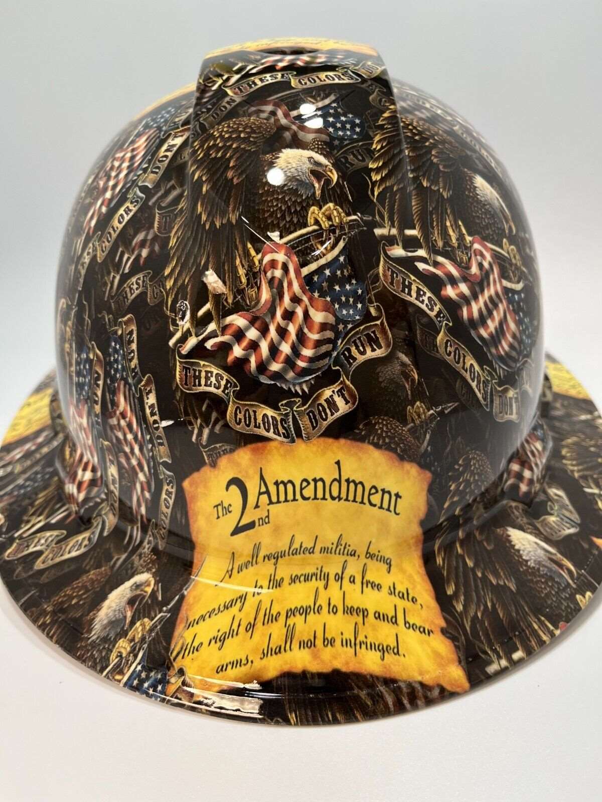 Full Brim Hard Hat Hydro Dipped THESE COLORS DON'T RUN 2ND AMENDMENT